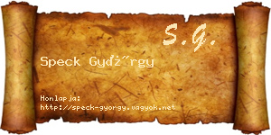 Speck György névjegykártya