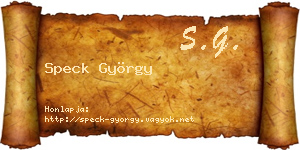 Speck György névjegykártya